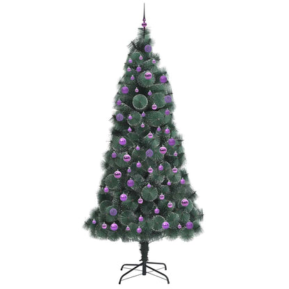 Kunstkerstboom met ballen set, verlicht Groen 240 cm PET