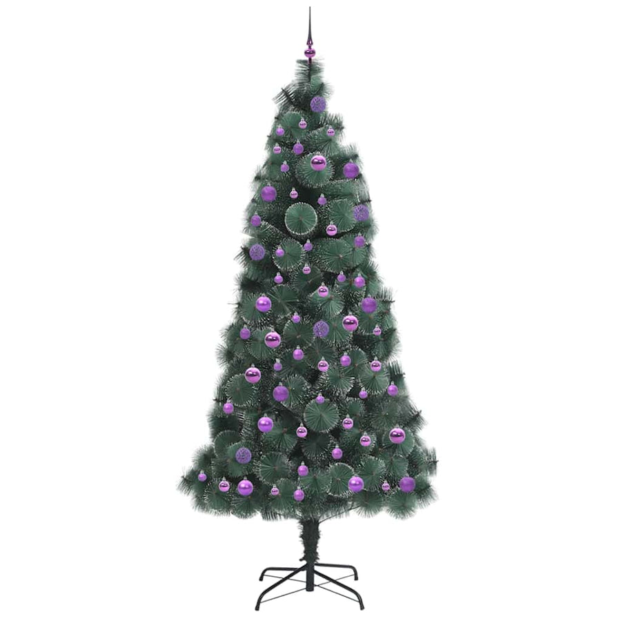 Kunstkerstboom met ballen set, verlicht Groen 240 cm PET