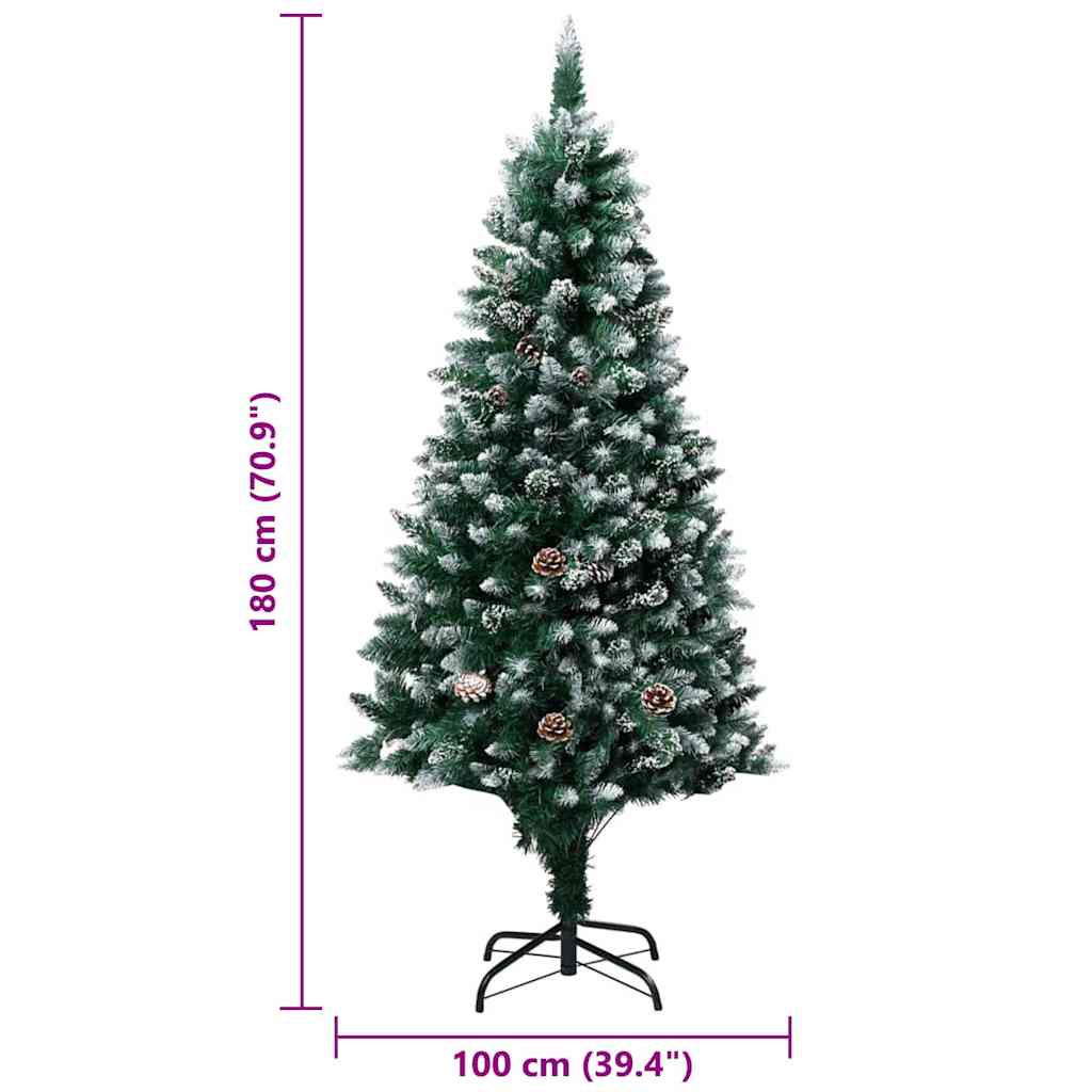 Kunstkerstboom Groen 180 cm PVC en Staal en Kunststof