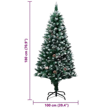 Kunstkerstboom Groen 180 cm PVC en Staal en Kunststof
