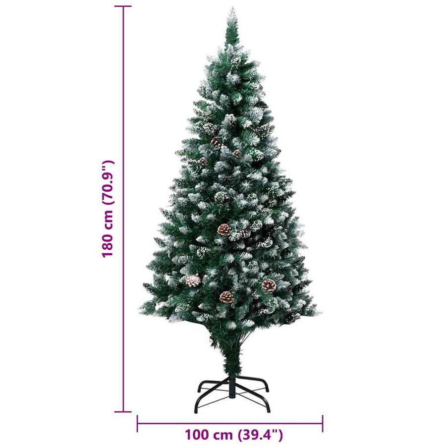 Kunstkerstboom Groen 180 cm PVC en Staal en Kunststof