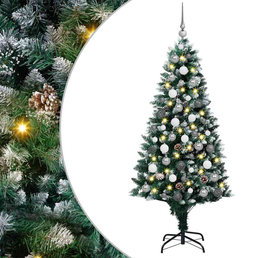 Kunstkerstboom met LED -striplichten Groen 180 cm PVC