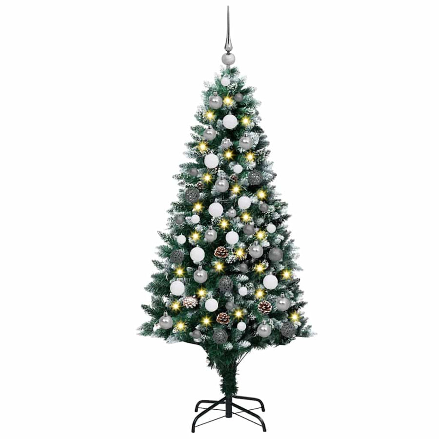 Kunstkerstboom met LED -striplichten Groen 180 cm PVC