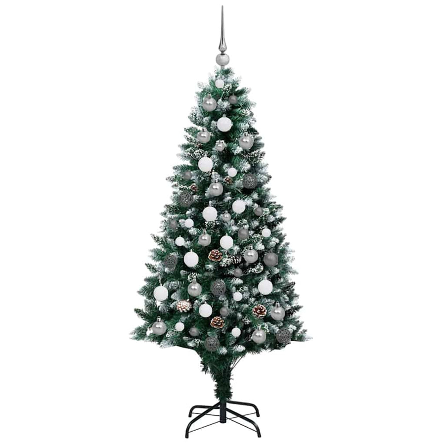Kunstkerstboom met LED -striplichten Groen 180 cm PVC