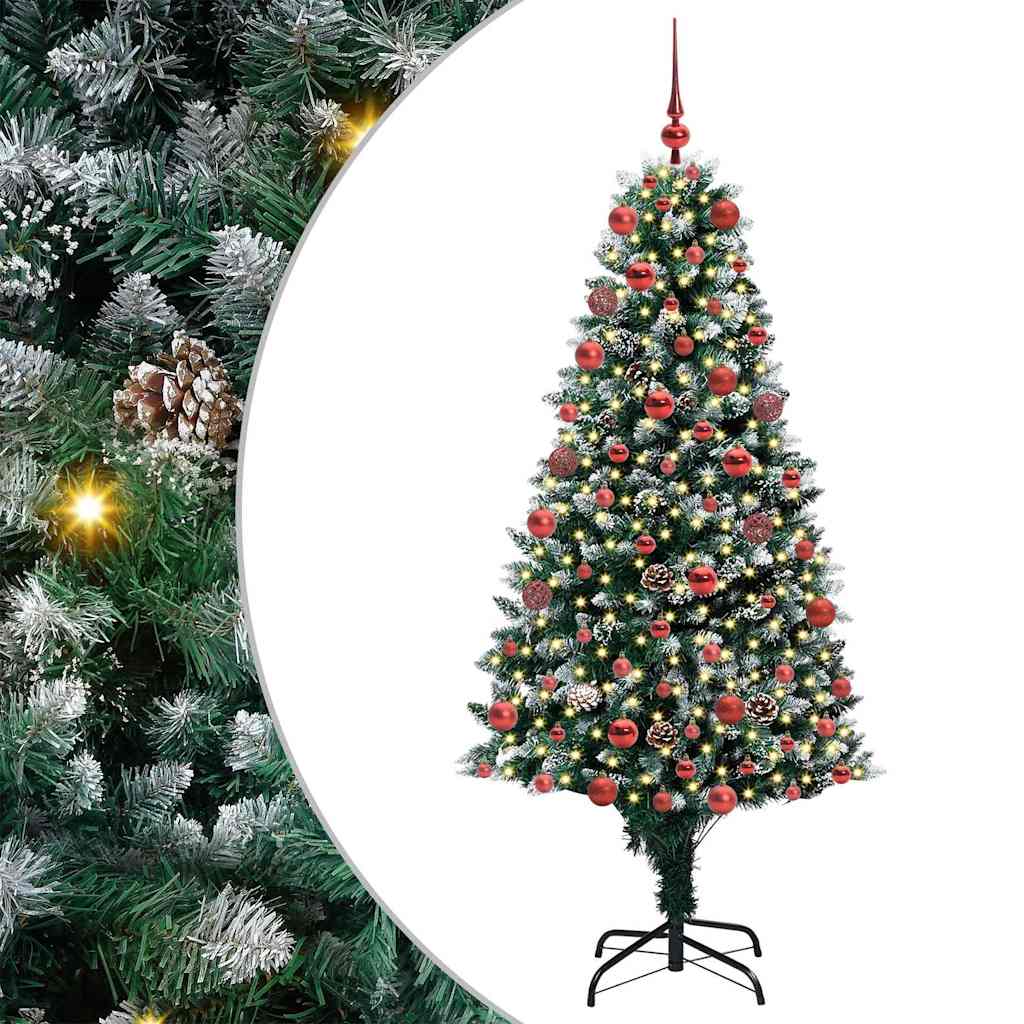 Kunstkerstboom Groen 180 cm PVC en Staal en Kunststof