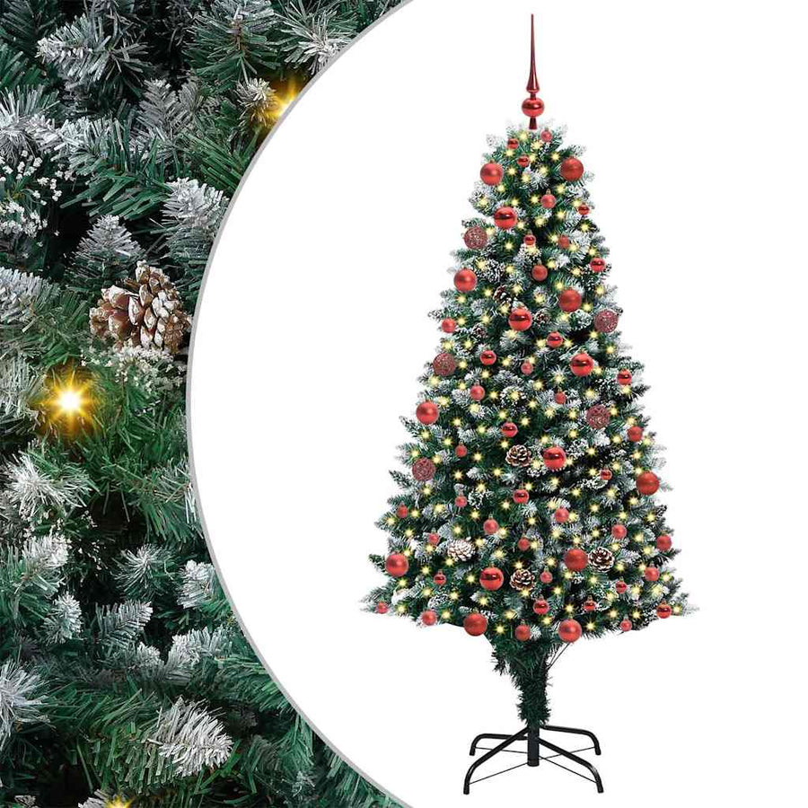 Kunstkerstboom Groen 180 cm PVC en Staal en Kunststof