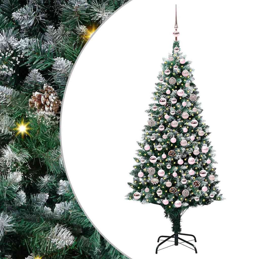 Kunstkerstboom Groen 180 cm PVC en Staal en Kunststof