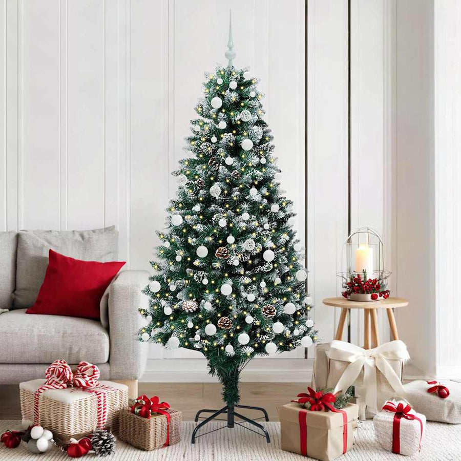 Kunstkerstboom Groen 180 cm PVC en Staal en Kunststof