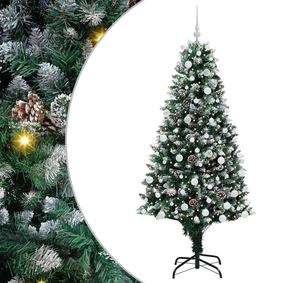 Kunstkerstboom Groen 180 cm PVC en Staal en Kunststof