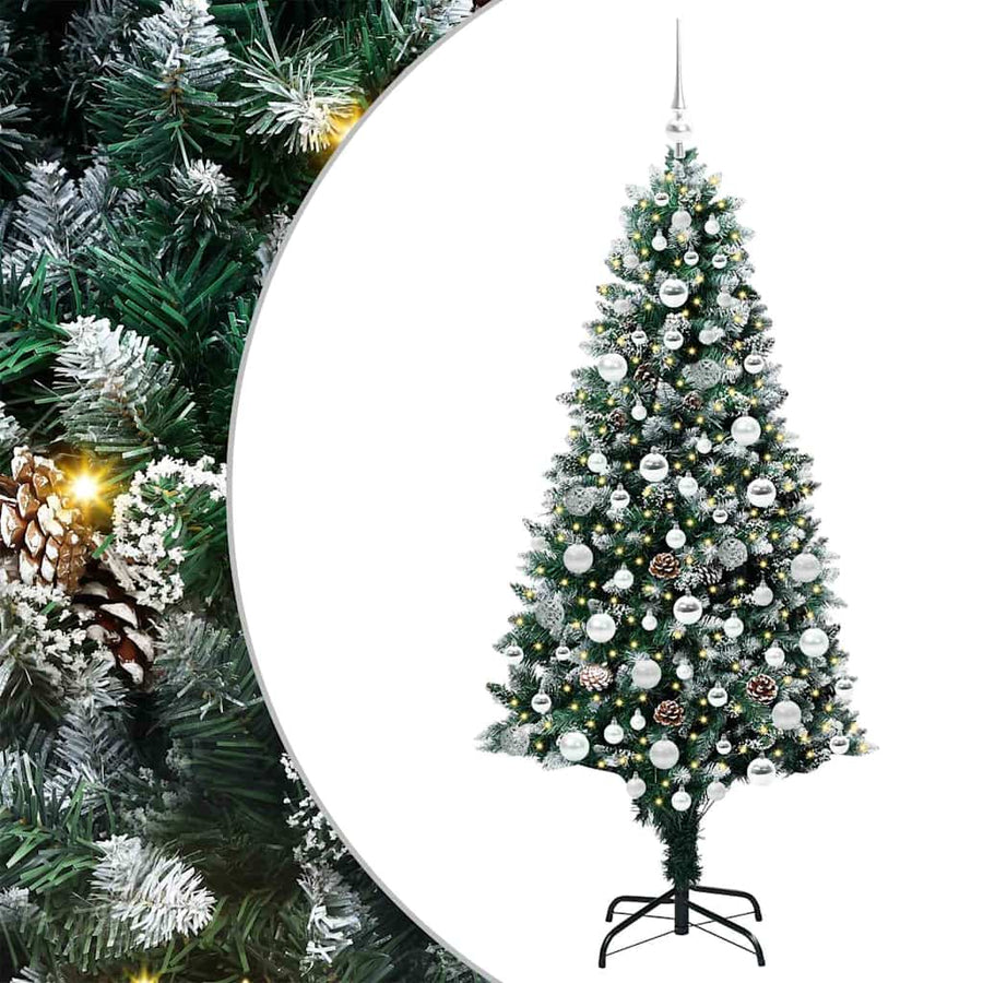 Kunstkerstboom Groen 180 cm PVC en Staal en Kunststof