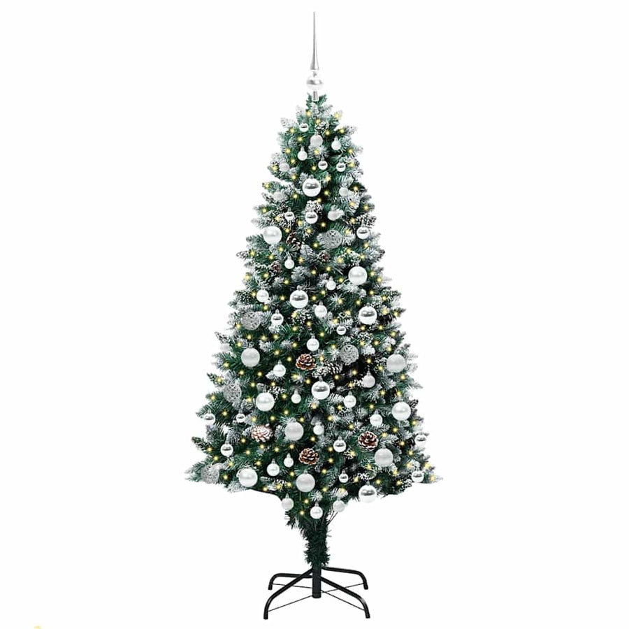 Kunstkerstboom Groen 180 cm PVC en Staal en Kunststof