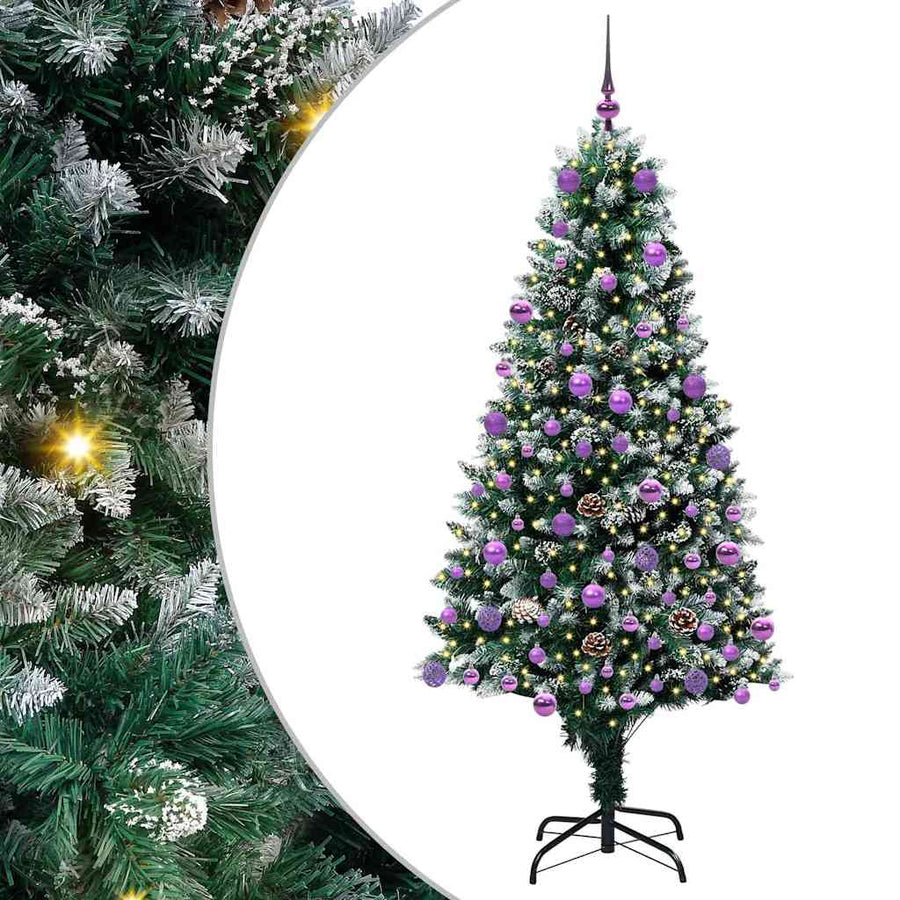 Kunstkerstboom Groen 180 cm PVC en Staal en Kunststof