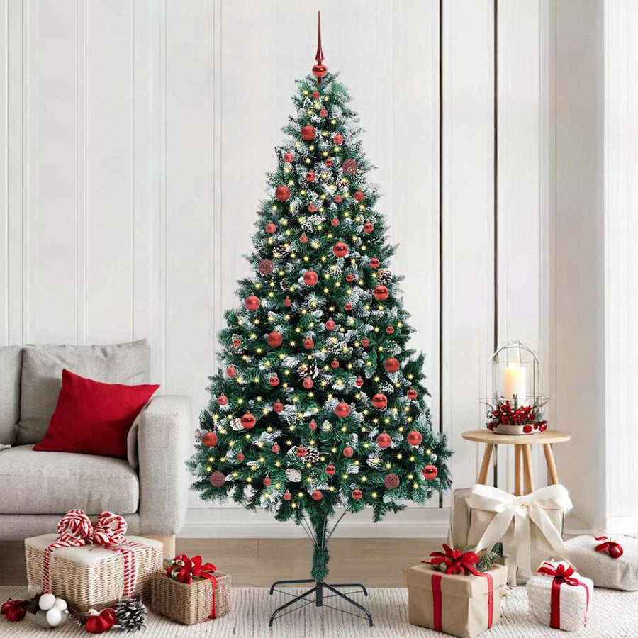 Kunstkerstboom Groen 210 cm PVC en Staal en Kunststof