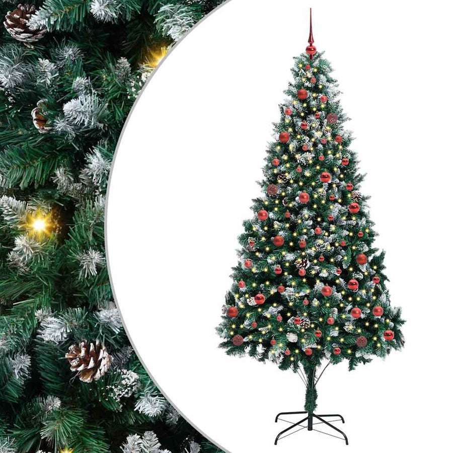 Kunstkerstboom Groen 210 cm PVC en Staal en Kunststof