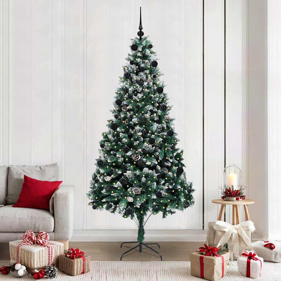 Kunstkerstboom Groen 210 cm PVC en Staal en Kunststof