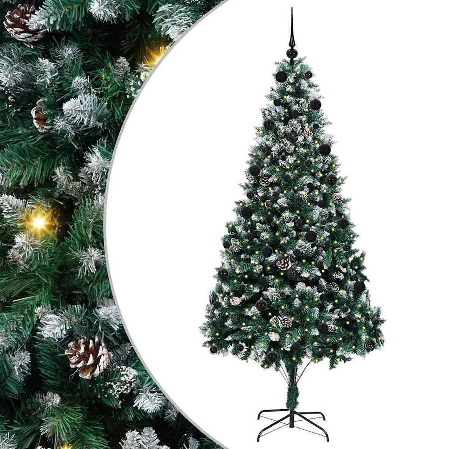 Kunstkerstboom Groen 210 cm PVC en Staal en Kunststof