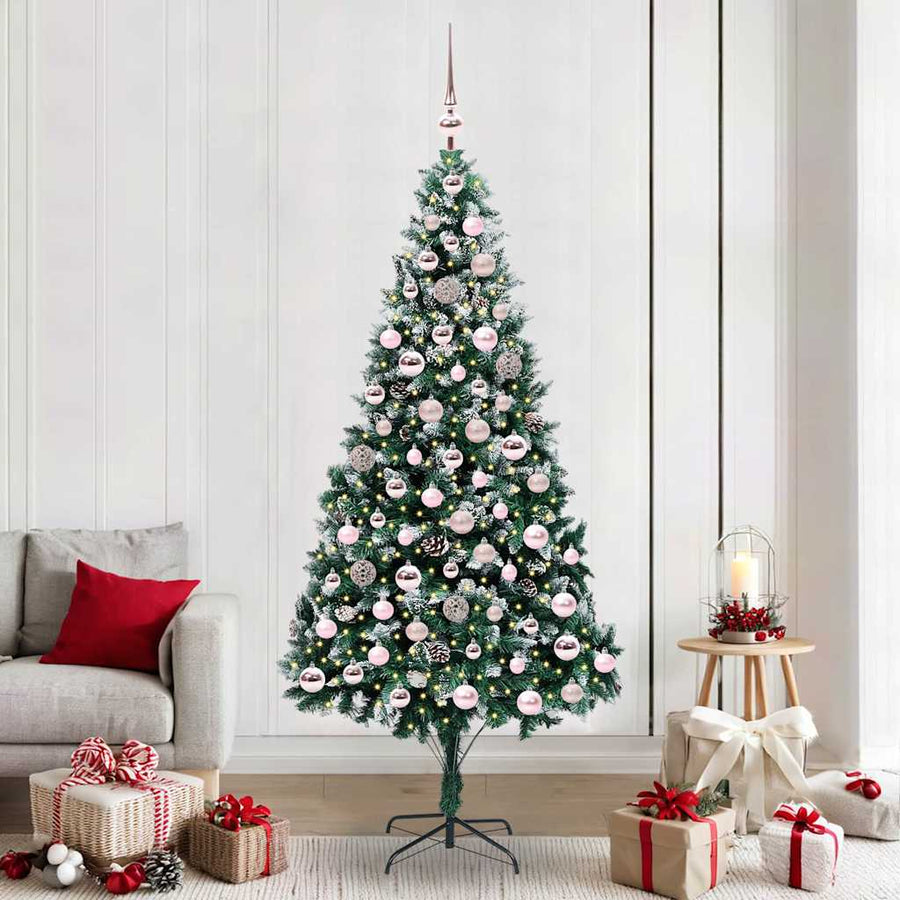 Kunstkerstboom Groen 210 cm PVC en Staal en Kunststof