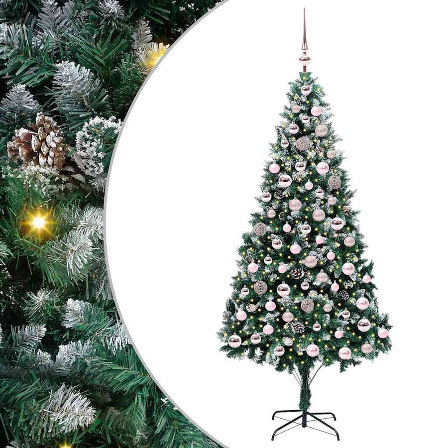 Kunstkerstboom Groen 210 cm PVC en Staal en Kunststof