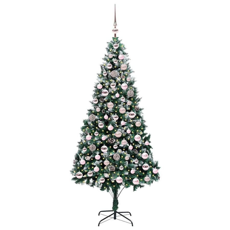Kunstkerstboom Groen 210 cm PVC en Staal en Kunststof