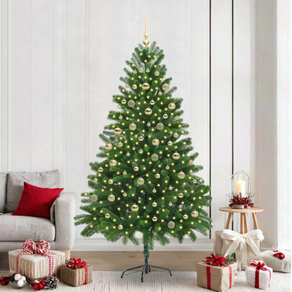 Kunstkerstboom Groen 210 cm PVC en Staal en Plastic
