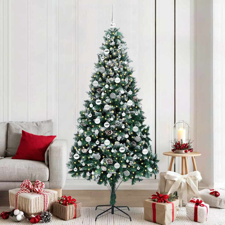 Kunstkerstboom Groen 210 cm PVC en Staal en Kunststof