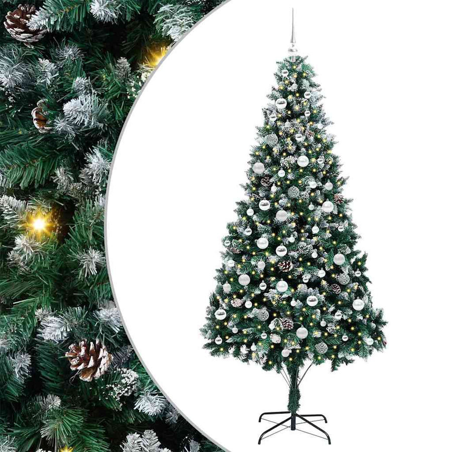 Kunstkerstboom Groen 210 cm PVC en Staal en Kunststof