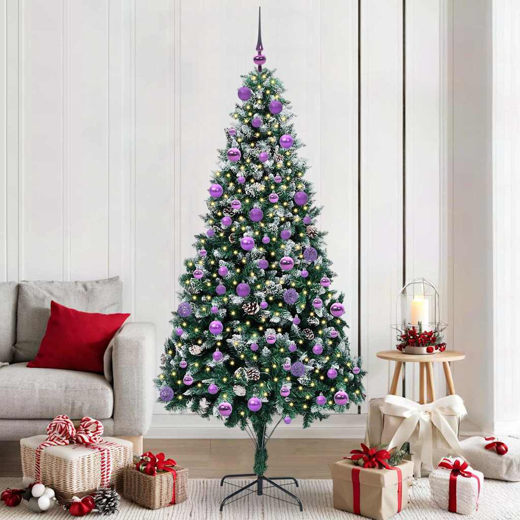 Kunstkerstboom Groen 210 cm PVC en Staal en Kunststof