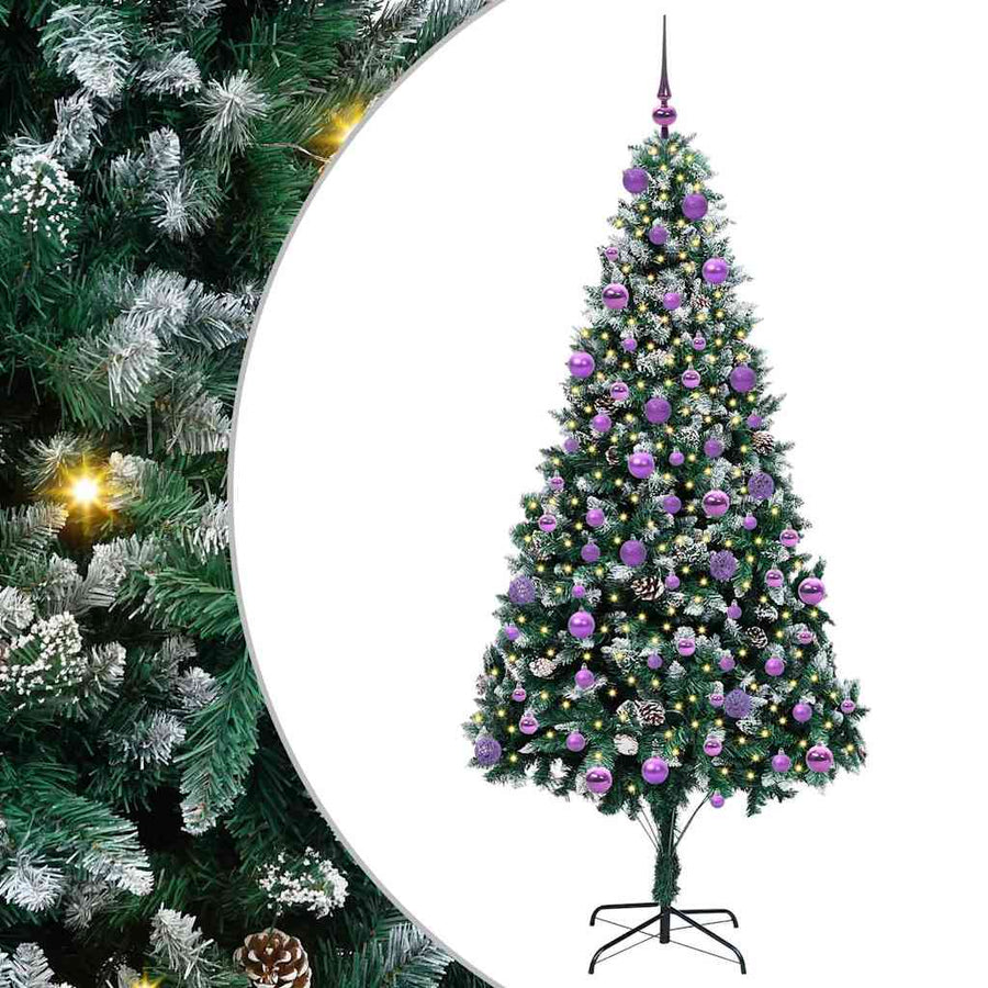 Kunstkerstboom Groen 210 cm PVC en Staal en Kunststof