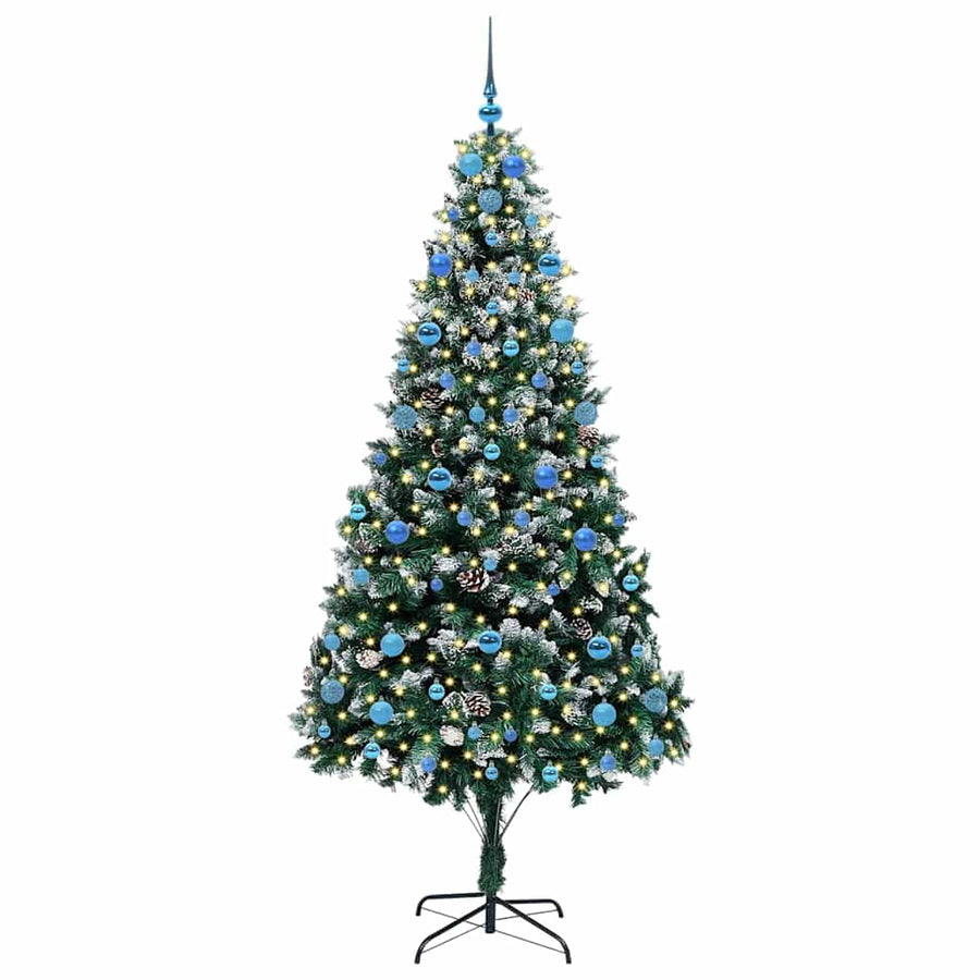 Kunstkerstboom Groen 210 cm PVC en Staal en Kunststof