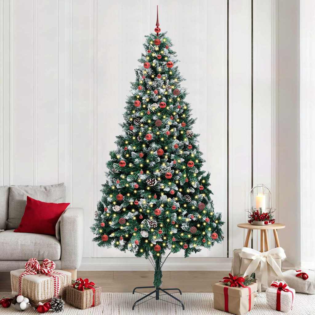 Kunstkerstboom Groen 240 cm PVC en Staal en Kunststof