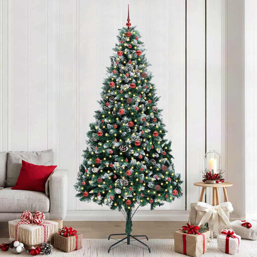 Kunstkerstboom Groen 240 cm PVC en Staal en Kunststof