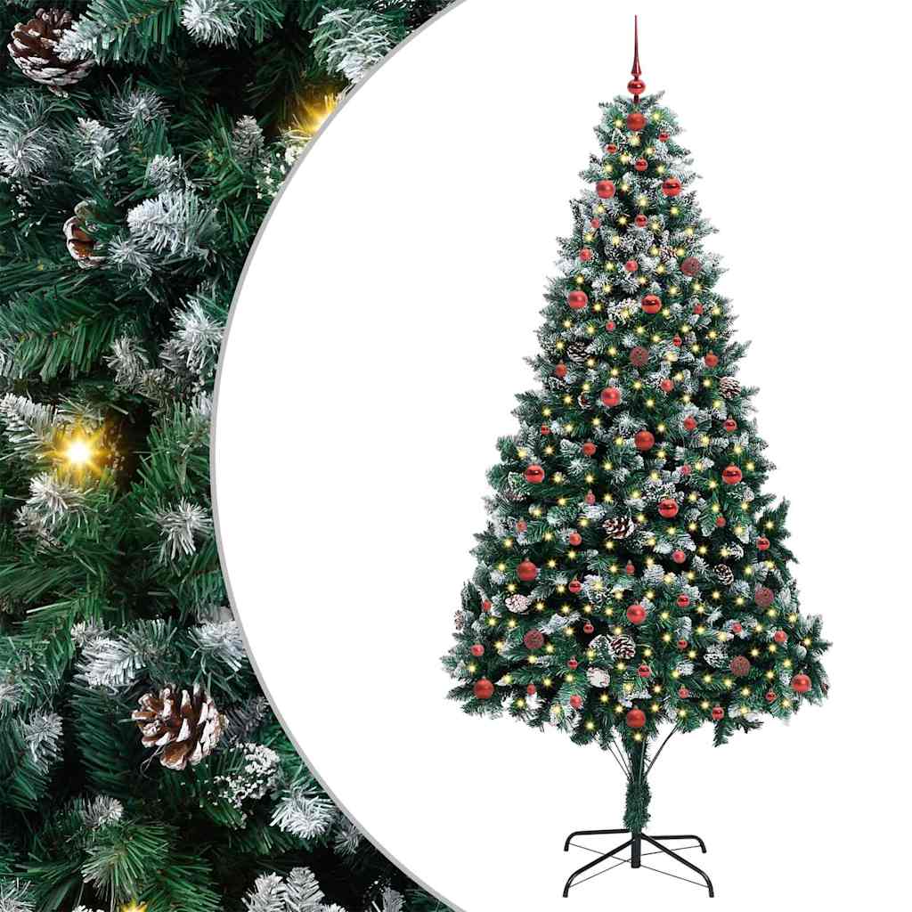 Kunstkerstboom Groen 240 cm PVC en Staal en Kunststof