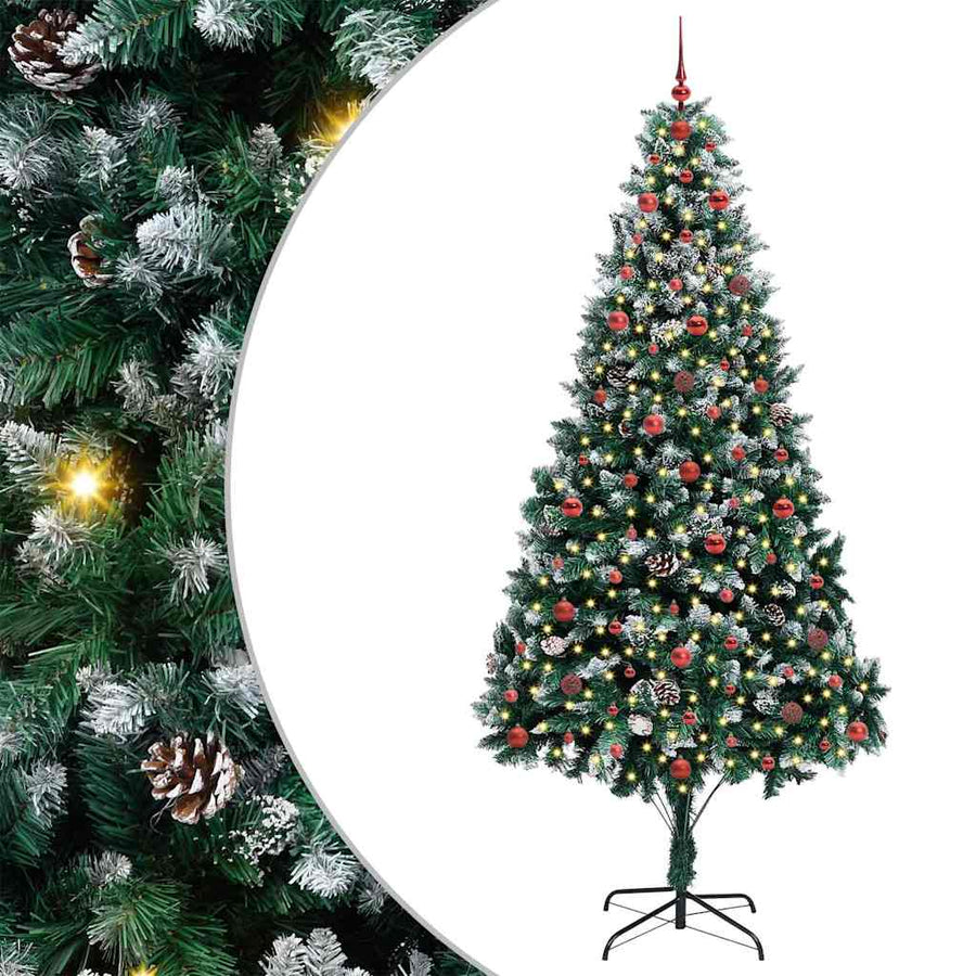 Kunstkerstboom Groen 240 cm PVC en Staal en Kunststof