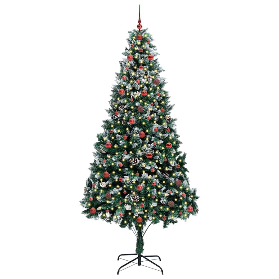 Kunstkerstboom Groen 240 cm PVC en Staal en Kunststof