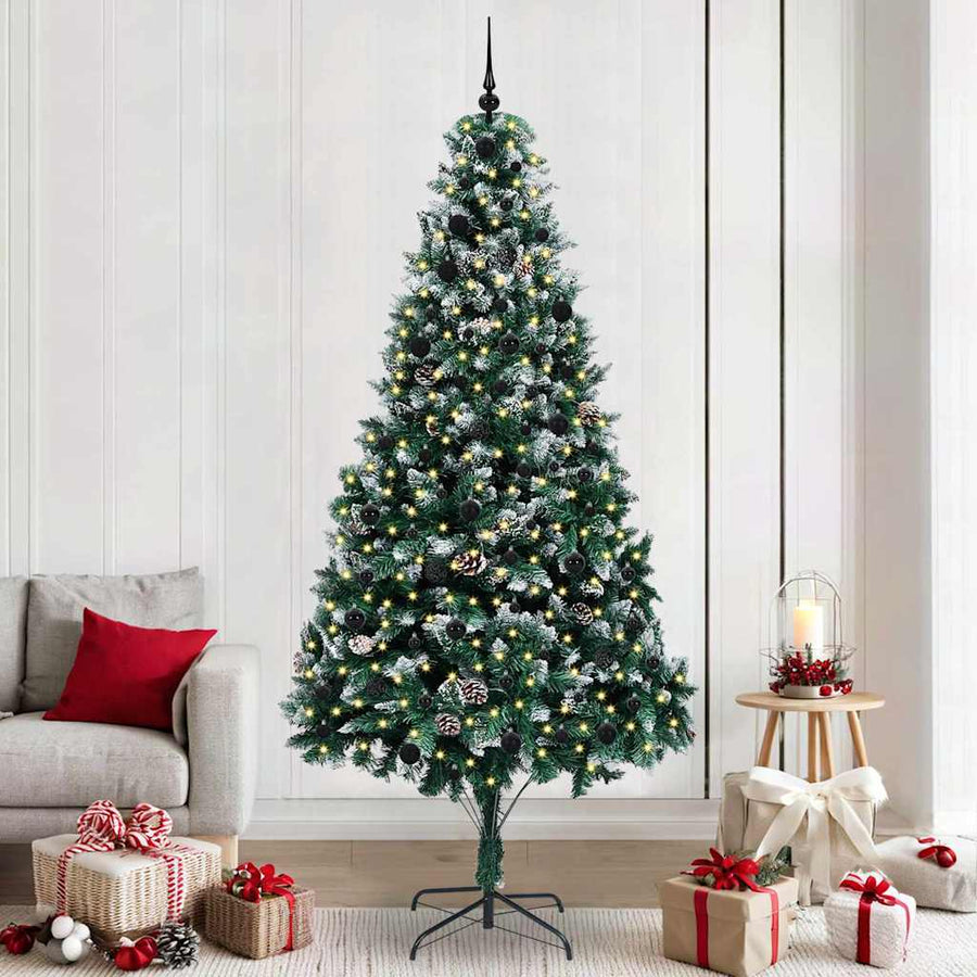 Kunstkerstboom Groen 240 cm PVC en Staal en Kunststof