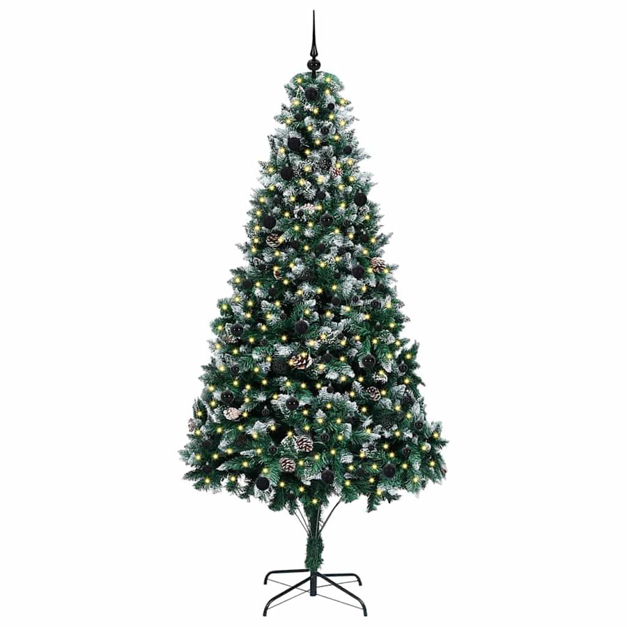 Kunstkerstboom Groen 240 cm PVC en Staal en Kunststof