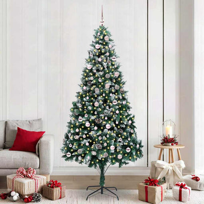 Kunstkerstboom Groen 240 cm PVC en Staal en Kunststof