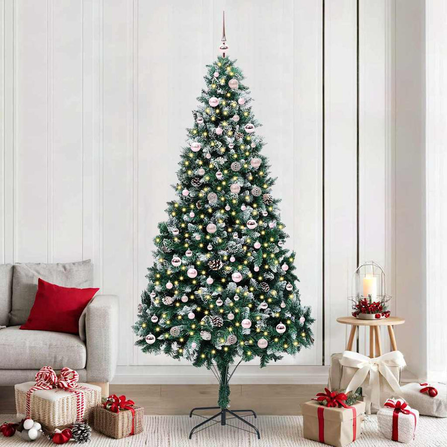 Kunstkerstboom Groen 240 cm PVC en Staal en Kunststof