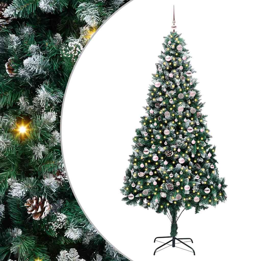 Kunstkerstboom Groen 240 cm PVC en Staal en Kunststof