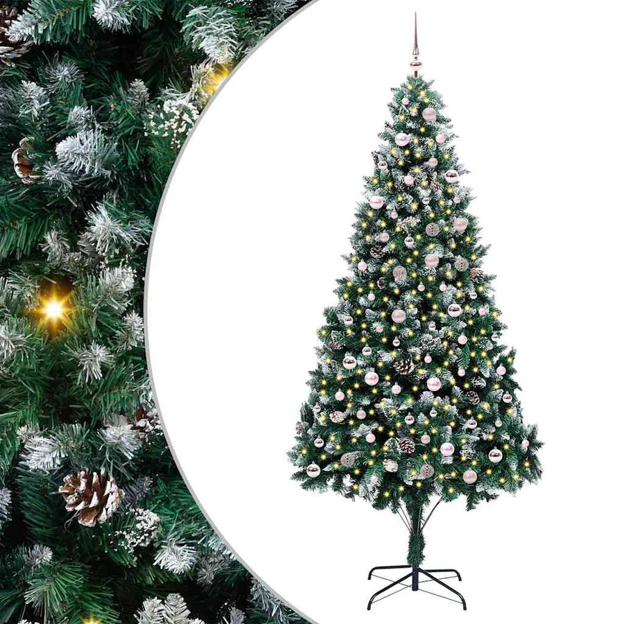 Kunstkerstboom Groen 240 cm PVC en Staal en Kunststof