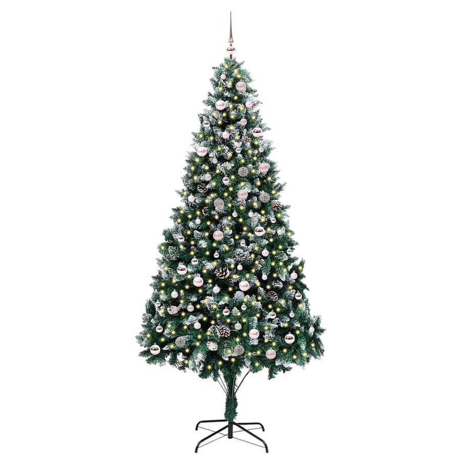 Kunstkerstboom Groen 240 cm PVC en Staal en Kunststof