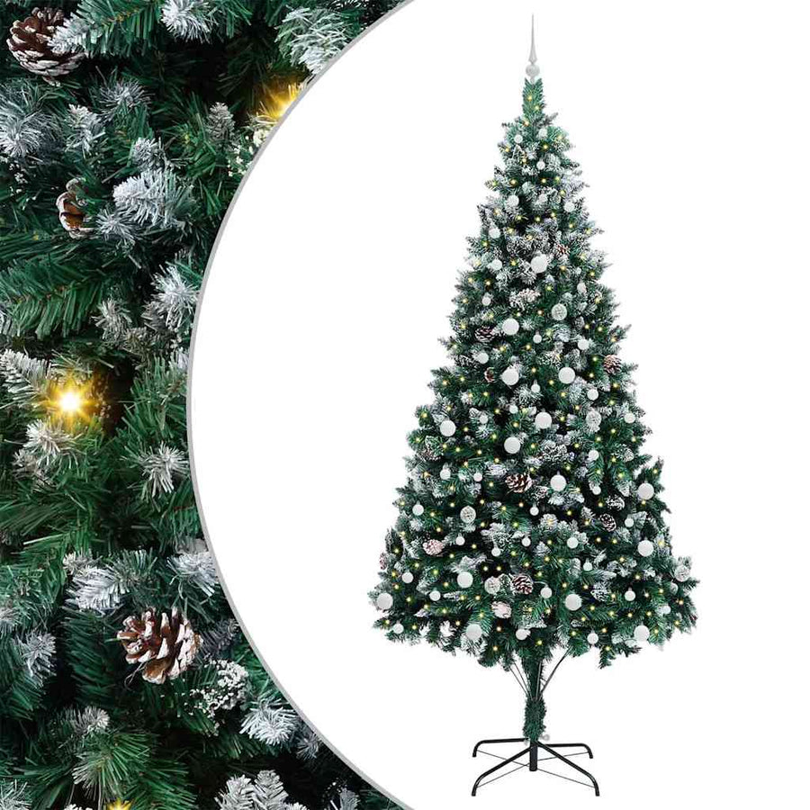 Kunstkerstboom Groen 240 cm PVC en Staal en Kunststof