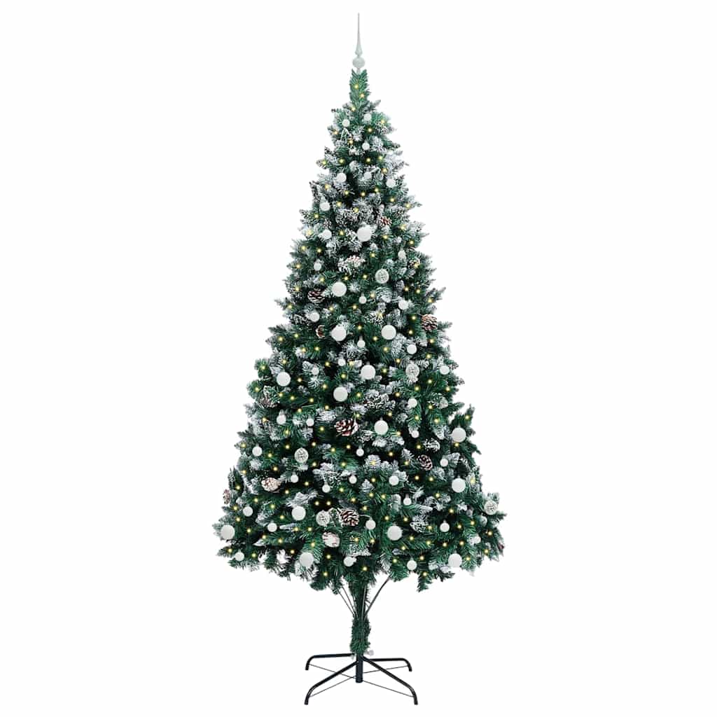 Kunstkerstboom Groen 240 cm PVC en Staal en Kunststof