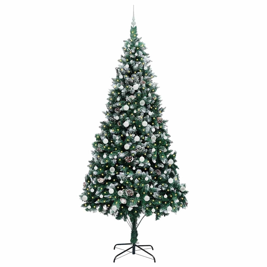 Kunstkerstboom Groen 240 cm PVC en Staal en Kunststof