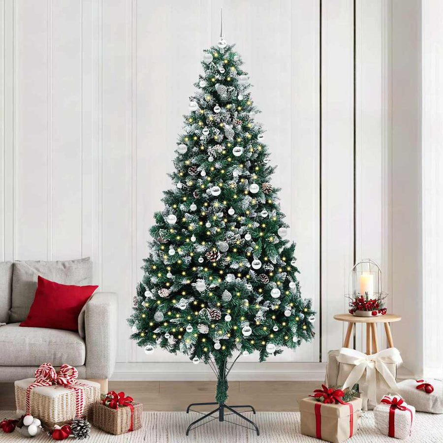 Kunstkerstboom Groen 240 cm PVC en Staal en Kunststof