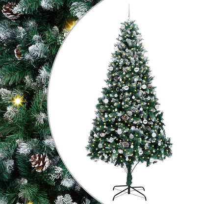 Kunstkerstboom Groen 240 cm PVC en Staal en Kunststof