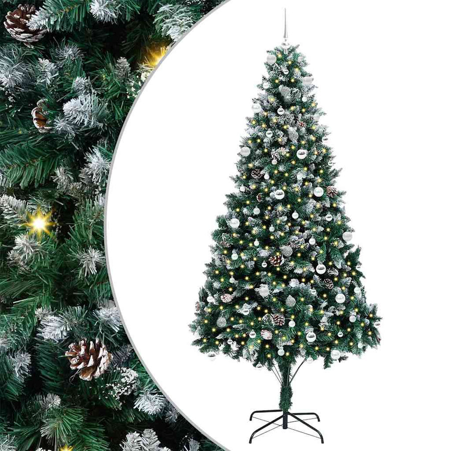 Kunstkerstboom Groen 240 cm PVC en Staal en Kunststof