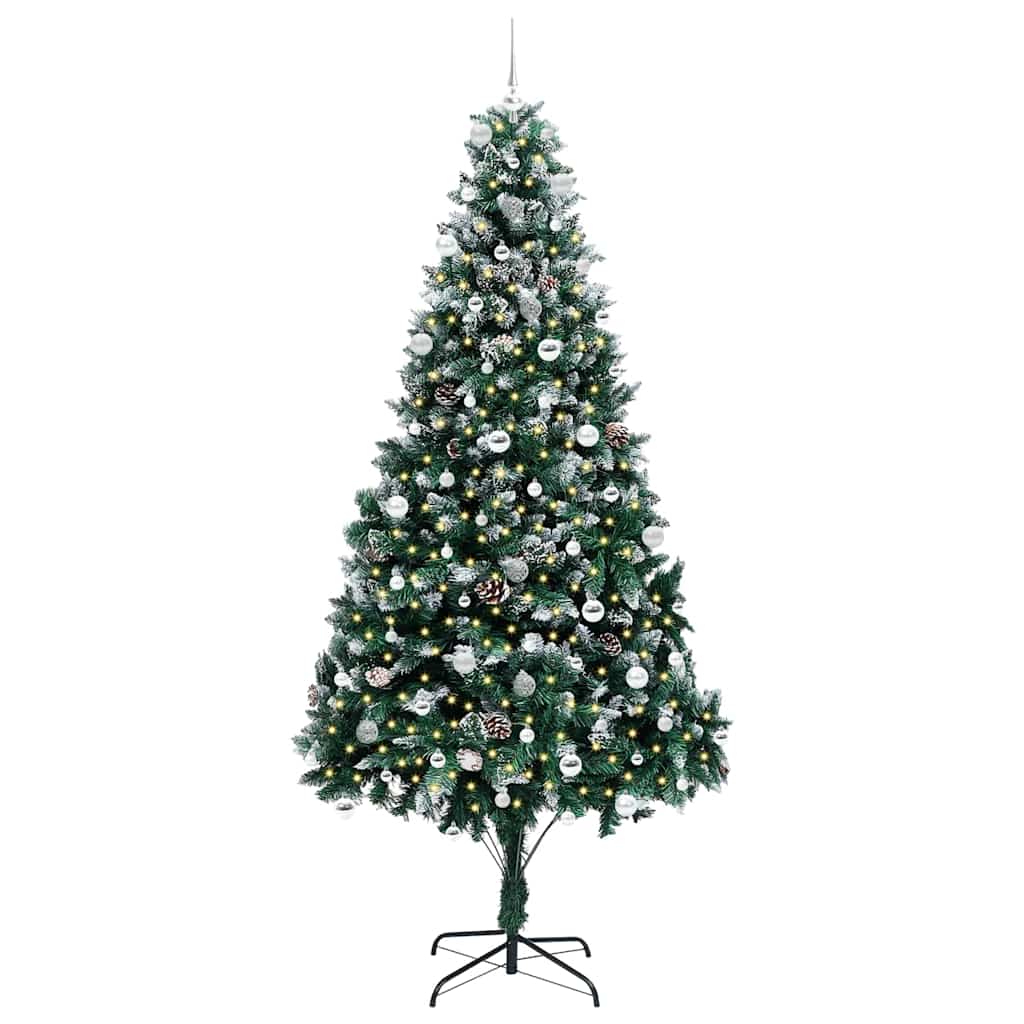 Kunstkerstboom Groen 240 cm PVC en Staal en Kunststof