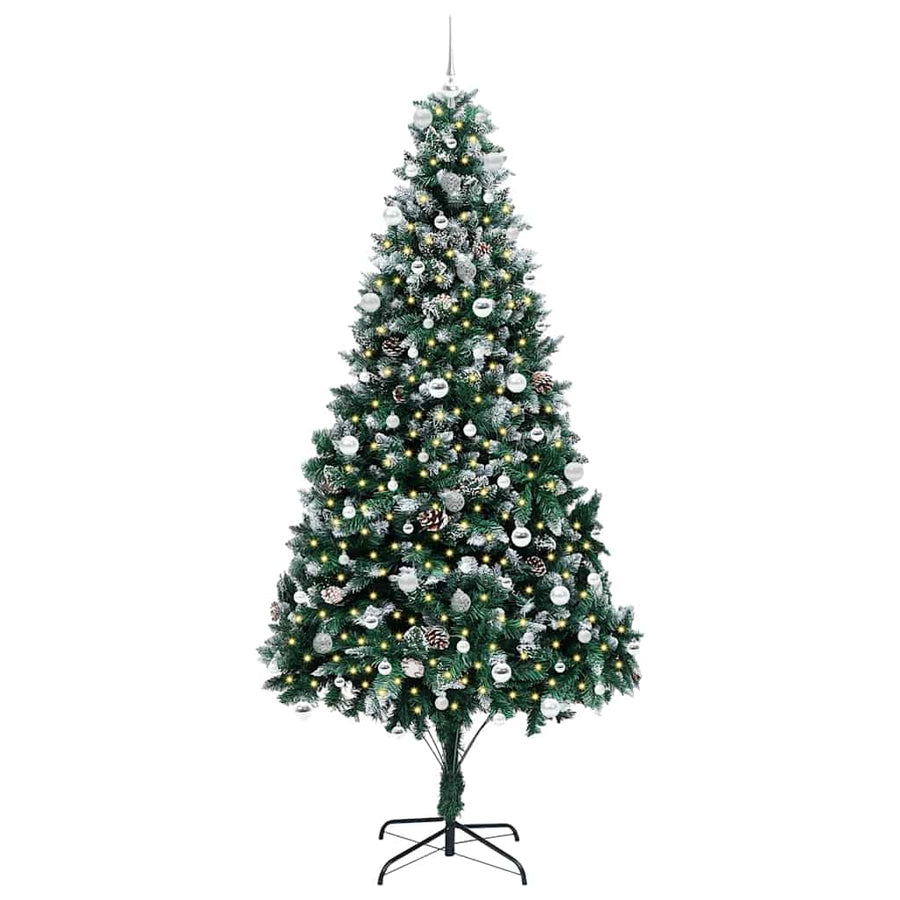 Kunstkerstboom Groen 240 cm PVC en Staal en Kunststof
