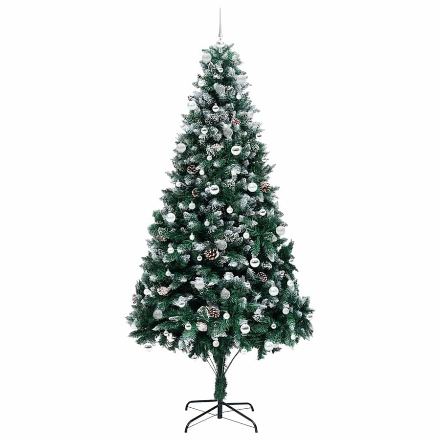 Kunstkerstboom Groen 240 cm PVC en Staal en Kunststof